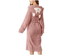 SAUTRV Albornoz de forro polar para mujer, bata de baño con capucha para mujer, suave, linda, novedosa, con orejas de gato, lindo estampado, bata de baño de franela cálida de felpa con cuello de chal