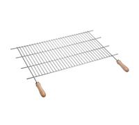 Sauvic Parrilla barbacoa 02475 – zincada recortable con mangos de madera 80 x 40 cm