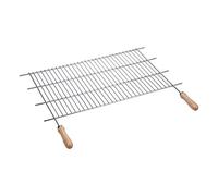 Sauvic 02756 - Parrilla Barbacoa Inoxidable Recortable, con Mangos de Madera, 18/8, 60 x 40 cm