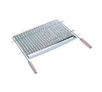 Sauvic 02790 - Parrilla barbacoa inoxidable recortable, con mangos de madera, en V, 18/8, 60 x 44 cm