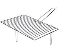 Sauvic Parrilla de chimenea 02864 — 3 patas, mango extraíble, hierro zincado cromo, 46,6 x 28 cm