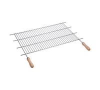 Sauvic Parrilla barbacoa recortable 62,5-72,5 x 40 cm zincada con mangos de madera