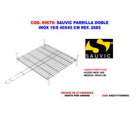 SAUVIC Parrilla Doble Inox 18/8 40x45 cm