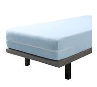 Savel - Funda de Colchón de Rizo Elástico, 100% Algodón - Azul (135 x 190/200 cm) | Protector de Colchón Cremallera | Protector Integral de Colchón - Disponible en Varias Medidas