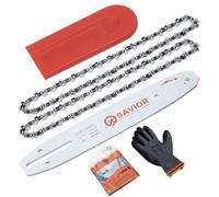 Savior - Cadena de motosierra (2 unidades, incluye protector guía y guía de 25 cm, 3/8", LP 40 eslabones 1,3 mm, compatible con Makita, Husqvarna, Dolmar y otros