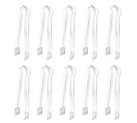 SAVITA 10 piezas 14,6 x 1,7 cm pinzas de servicio aparador, pinzas de hielo de plástico transparente pequeñas pinzas de cocina para aparadores y postres (transparente)
