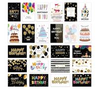 SAVOSWEET Tarjetas de Felicitación Cumpleaños, 24 Piezas Tarjeta de Cumpleaños con Sobre, Happy Birthday Cards para Hombres, Mujeres y Niños (Estilo A)
