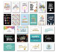 SAVOSWEET Tarjetas de Felicitación Cumpleaños, 24 Piezas Tarjeta de Cumpleaños con Sobre, Happy Birthday Cards para Hombres, Mujeres y Niños (Estilo B)