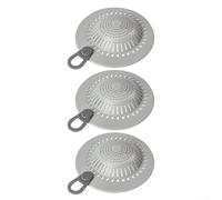 Sawhamale Paquete de 3 colectores de pelo de silicona con rejilla de doble filtración y diseño de columna, cubierta de goma antideslizante para bañera y baño, gris, 15 x 15 x 3 cm (gris, 3 unidades)