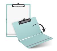 SAX Portapapeles plegable Aqua, A4 a A5, formato horizontal y vertical, ideal para viajes y negocios, capacidad para 30 hojas, incluye cinta elástica y lazo para bolígrafo, duradero y resistente a los