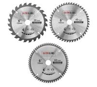 Saxton TCT - Juego de 3 hojas de sierra circular (150 mm x 20 mm, diámetro 24, 48 y 60 dientes) + anillo de 16 mm y 10 mm, compatible con Ryobi Bosch Makita Dewalt