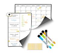 SB® Pack Calendario Magnetico Nevera Mensual A4 + Planificador Semanal A4 para Nevera + 4 Rotuladores Premium + 55 Stikers | Pizarras Magneticas para Nevera el Mejor Planificador Mensual.