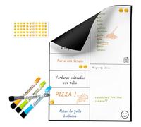 SB® Pizarra magnetica Semanal para Nevera A3 29X42CM + 4 Rotuladores + 55 Stikers Emogi Aleatorios | Planificador Semanal para Comidas y Lista de Compra.