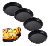 scalingscal 4 Piezas Bandeja Redonda para Pizza Bandejas pizza Antiadherente Acero al Carbono Bandeja para Pizza Molde de Horno para Pizza para Hacer Una Variedad de Pizzas, Pasteles