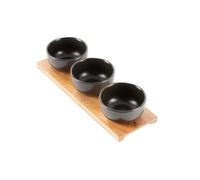 Scalpers Home Juego de 4 piezas (3 cuencos + tabla de madera) - Versatilidad culinaria con cerámica de calidad