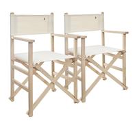Scalpers Home Set de 2 Sillones Director Plegables en Madera de Haya de Primera Calidad - Sin Barniz - Color Piedra
