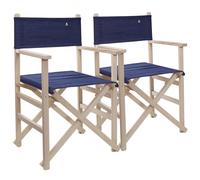 Scalpers Home Set de 2 Sillones Director Plegables Haya Sin Barniz - Color Azul Oscuro, Estructura de Madera de Haya de Calidad - Mobiliario para Salón, Oficina o Exteriores