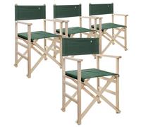 Scalpers Home Set de 4 Sillones director plegables de madera de haya de alta calidad - Sin barniz - Color piedra