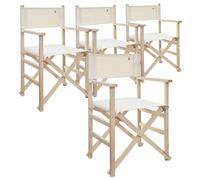 Scalpers Home Set de 4 Sillones director plegables de madera de haya de alta calidad - Sin barniz - Color piedra
