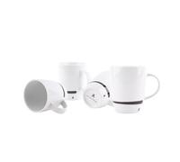 SCALPERS HOME | Set de 4 Tazas de Porcelana | 330 ml | Color Blanco | Fabricadas en Porcelana | Diseño con Asa lateral y Detalle de la Calavera de Scalpers