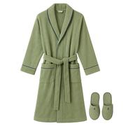 Scalpers Home Set de Albornoz y Zapatillas de Algodón 100% - Confort Absoluto y Elegancia para Momentos de Relajación en Casa Khaki