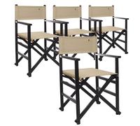 Scalpers - Set de 4 Sillones Director Plegables Estructura Color Wengué con Lona Piedra - Madera de Haya - Certificación Española