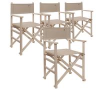 Scalpers - Set de 4 Sillones Director Plegables Sin Barniz - Color Piedra - Madera de Haya de Calidad - Fabricado en España
