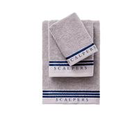 Scalpers Set Toallas baño (tocador 30x50cm + Manos 50x90cm + baño 70x140cm) 450GSM en algodón Gris con Azul Home