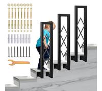 SCGSJZH Barandilla Escalera en Forma de U, Montaje Lateral Pasamanos Interiores, Hierro Forjado Balaustre con Kit de Tornillos, Diamante Decorar Barandillas para Áticos y Escalones (Negro, 100cm)