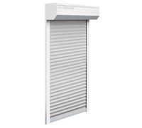 Schellenberg 39066 39066-Juego Ventana, Sistema Enrollable, 105 x 120 cm, Color Blanco/Gris, 45° de Aluminio, Incluye rieles guía, blindaje de persiana de PVC