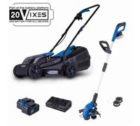 Scheppach Pack Cortacésped BC-MP320-X 32 cm y Bordeadora C-LT300-X 20V con 2 Baterías de 4Ah y Cargador