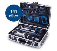 SCHEPPACH TB200: Set de herramientas en maletín, 141 piezas, con herramientas de cromo-vanadio, caja de aluminio con cierre y mangos de agarre suave