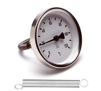 Schläfer 0930171 Termómetro bimetálico de contacto para tubos con clip muelle bimetálica acero inoxidable, caja diámetro 63 mm escala 0-120 °C.