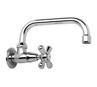 Schläfer 3460310 - Grifo de cocina de pared individual para fregadero con perilla vintage, grifo de pared de agua fría para lavabo, grifo de pared 1/2 antiguo boquilla giratoria en U 180 mm, cromo
