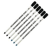 Schmidt 635 D1 Mine - Recambio para bolígrafo, tinta azul, tinta negra, punta mediana de 0,7 mm, paquete de 6 (con tapa de plástico)