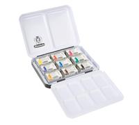 Schmincke Akademie 75 789 097 - Caja de acuarela, surtido básico de 9 cuencos 1/1, caja de metal, colores altamente resistentes a la luz, pinturas de acuarela de artista fino