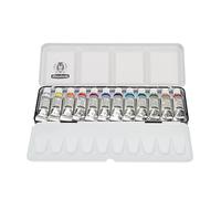 Schmincke Caja de pintura HORADAM® GOUACHE compacta caja de metal con 12 colores gouache finos y fabulosos en tubos de 5 ml, 72716097, set de pintura