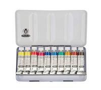 Schmincke - Caja de pinturas HORADAM® AQUARELL, 10 tubos de 15 ml, surtido básico, 74510097, caja metálica, set de pintura, acuarelas de primera calidad