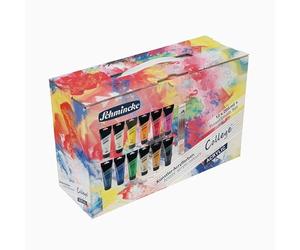 Schmincke - College® Acrylic, juego de pinturas acrílicas con 12 tubos de 200 ml, 83 712 097, colores acrílicos de calidad de estudio, gama básica, mate satinado y resistente a la luz