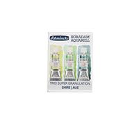 Schmincke Horadam Aqua Super Granulation Trio Aue, tubos de 5 ml, 74 619 097, juego de cart?n, tonos de granulaci?n muy fuertes, mejores acuarelas supergranuladoras