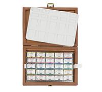 Schmincke - HORADAM® AQUARELL Caja de Pintura Premium con 24 Acuarelas Finas, Paleta de Porcelana, 74524097, Caja de Madera, 24 x 1/1 Godets, Onetz