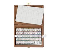 Schmincke - Set acuarelas HORADAM AQUARELL 47x1/2 godets, caja madera, paleta porcelana