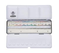 Schmincke - HORADAM® AQUARELL Caja de pinturas con 12 finas acuarelas, 74412097, caja metálica, juego de pinturas, 12 x 1/2 godets, espacio para 12 1/2 godets adicionales