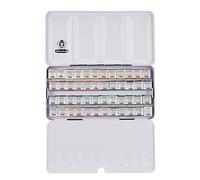 Schmincke - HORADAM® AQUARELL caja de pinturas con 48 acuarelas finas, 74448097, caja metálica negra, set de pintura, acuarelas de primera calidad, 48 x 1/2 godets