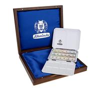 Schmincke - HORADAM® AQUARELLdark Caja de Regalo con 18 Acuarelas Finas, 74886097, Caja de Madera con Estuche de Metal, Juego de Pintura, Acuarelas de Primera Calidad, 18 x 1/2 platillos