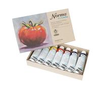 Schmincke - NORMA® Blue 71 751097 Daily painting set, juego de cartón, 7 x 35 ml, altamente pigmentado, resistente a la luz, las mejores pinturas al óleo de artistas, vegano, sin olor