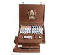 Schmincke - Norma® pinturas al óleo finas. Caja de madera Premium, juego de 11 x 35 ml de pintura al óleo, 71 310 097, accesorios: espátula, carboncillo de dibujo, 2 pinceles daVinci.