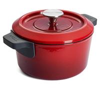 Schmortopf de 2,8 litros, de hierro fundido con revestimiento de acero inoxidable, forma redonda, apto para horno y lavavajillas