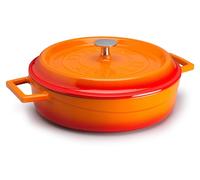 Schmortopf de 24 cm, 2,4 litros, color naranja, de hierro fundido, con tapa, apto para horno