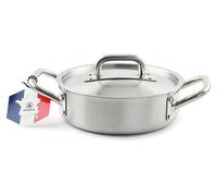 Schmortopf de 24x8,5 cm, 3 litros, de acero inoxidable Triplex, apto para cocinas de inducción